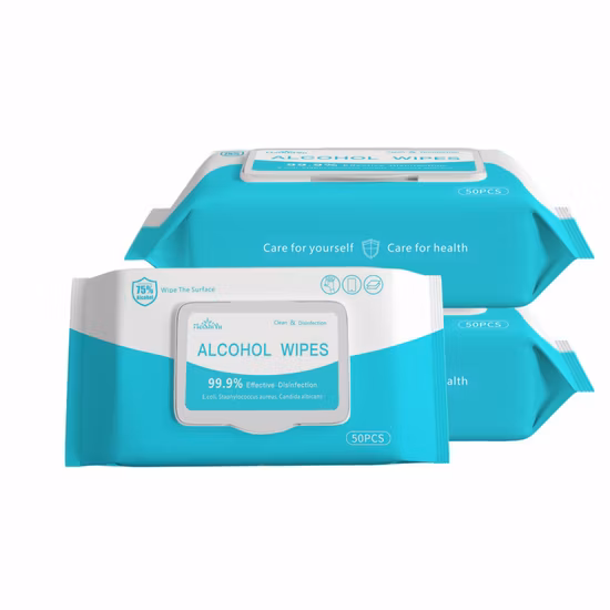 Lingettes alcoolisées à 75 % pour adultes avec lingettes désinfectantes EPA pour lingettes humides de stérilisation pour adultes avec FDA (50 pièces)